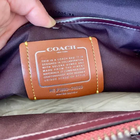 Coach x Selena Gomez Collection Bond Bow Bag Satchel Burgundy handbag purse - Picture 13 of 16